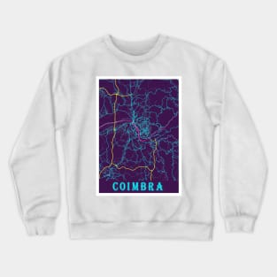 Coimbra Neon City Map, Coimbra Minimalist City Map Art Print Crewneck Sweatshirt